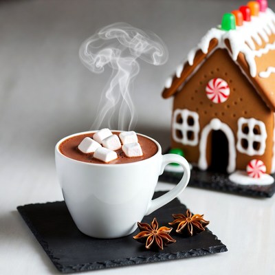Hot Chocolate with Gingerbread House