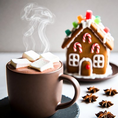 Hot Cocoa and Gingerbread House