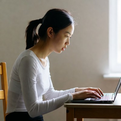 Asian woman using laptop