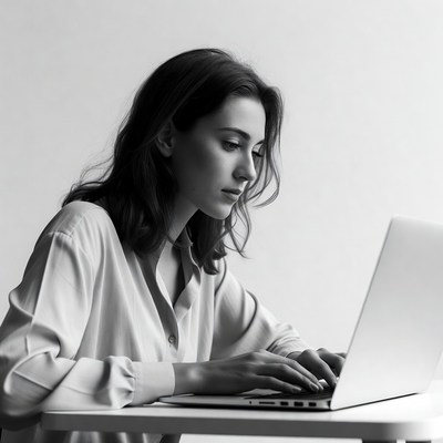 Woman typing on laptop