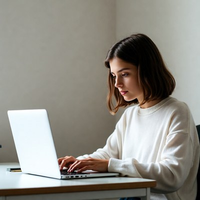 Woman working on laptop