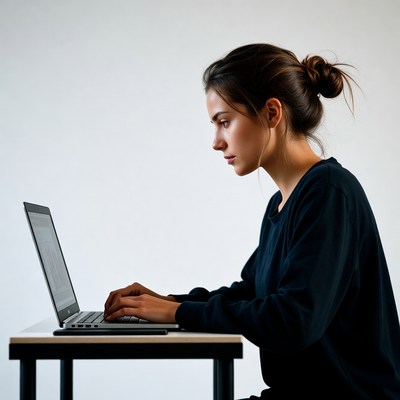 Woman working on laptop
