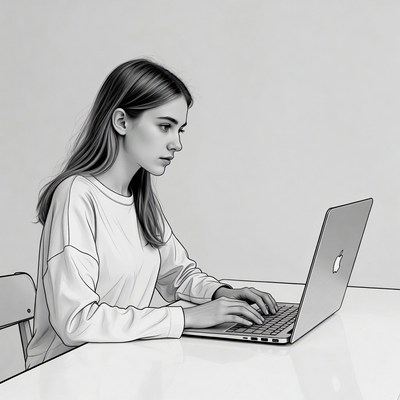 Woman typing on laptop