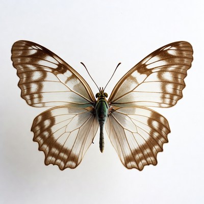 White butterfly with brown markings