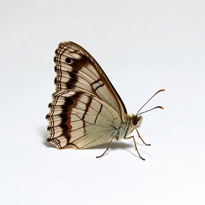 White Admiral Butterfly on White Background