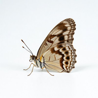 White Peacock Butterfly on white background