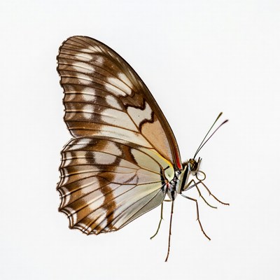 Brown and White Butterfly on White Background