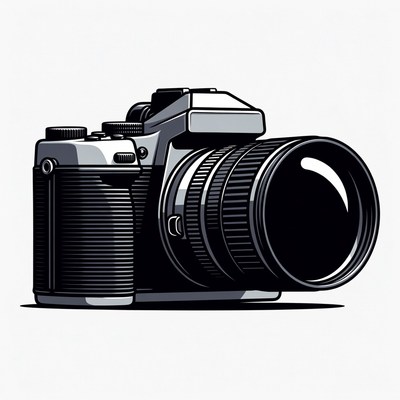 Detailed DSLR Camera Illustration