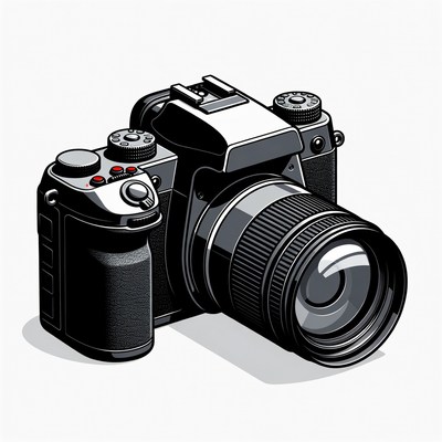 Black DSLR Camera Illustration