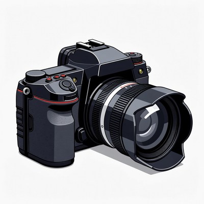 Black DSLR Camera Illustration