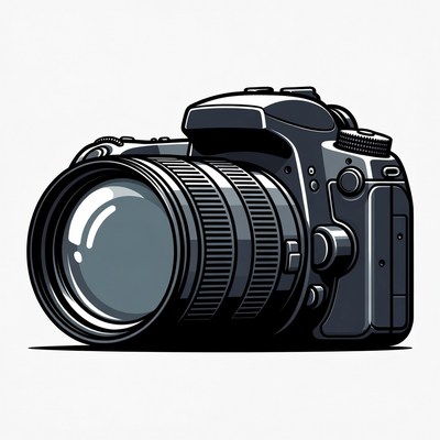 Black DSLR Camera Illustration