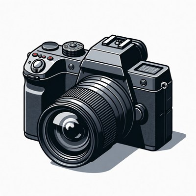 Black DSLR Camera Illustration