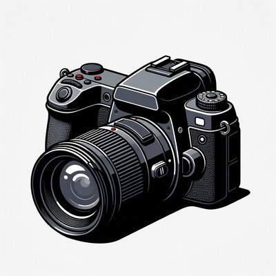 Black DSLR Camera Illustration