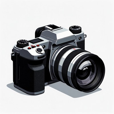 Silver DSLR Camera Illustration
