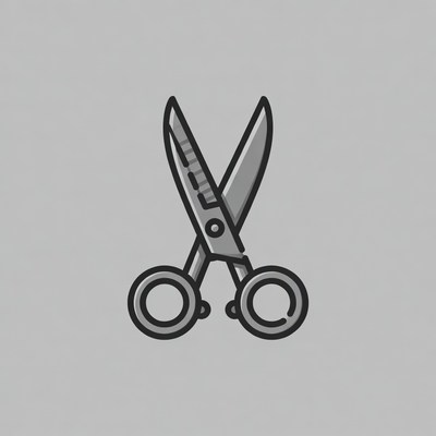 Scissors Icon on Gray Background