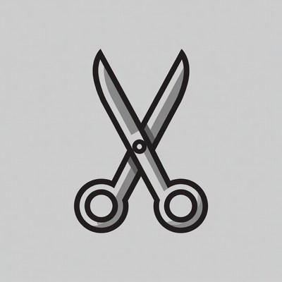 Scissors icon on gray background