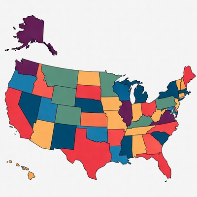 Colorful US States Map