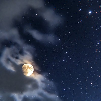 Full Moon in Starry Night Sky