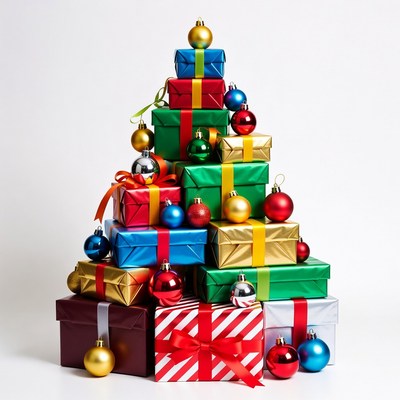 Christmas tree made of colorful gift boxes