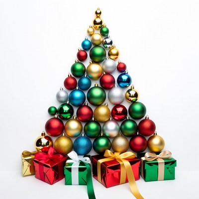 Colorful Christmas Ornament Tree with Gifts