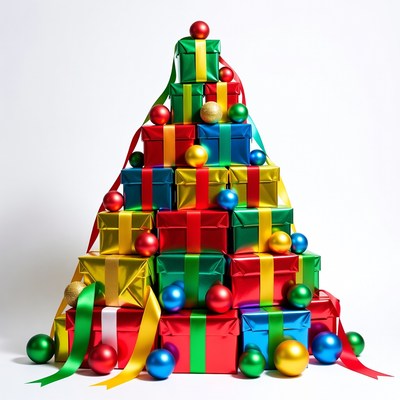Colorful Christmas Present Pyramid