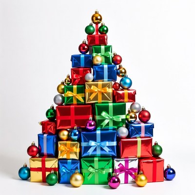 Christmas tree made of gifts