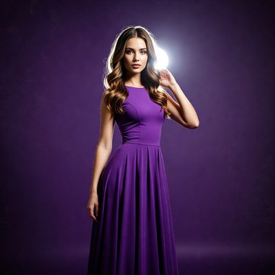 Woman in purple dress with spotlight