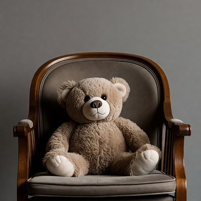 Teddy bear sitting in armchair