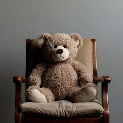 Teddy bear sitting in armchair