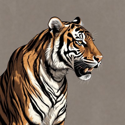 Roaring tiger illustration