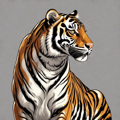 Majestic tiger illustration profile view