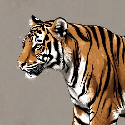Tiger head profile illustration