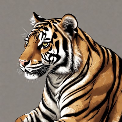 Tiger head profile illustration