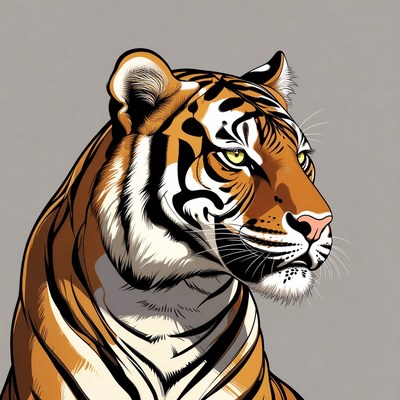 Tiger head profile illustration