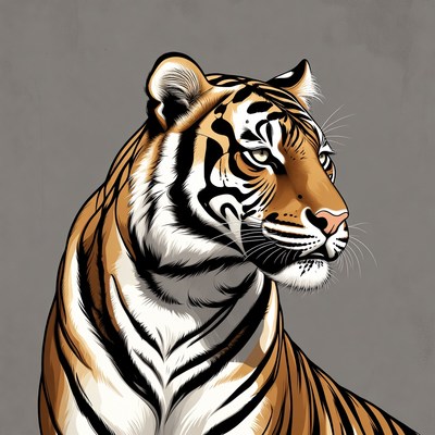 Tiger head profile illustration