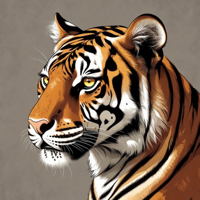 Tiger head profile illustration
