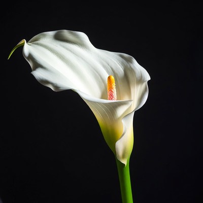 White calla lily on black background