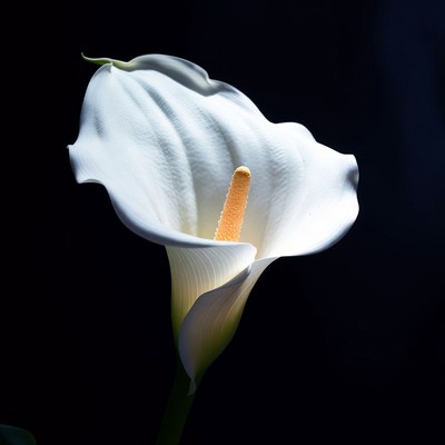 White Calla Lily on Black Background