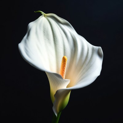 White Calla Lily on Black Background