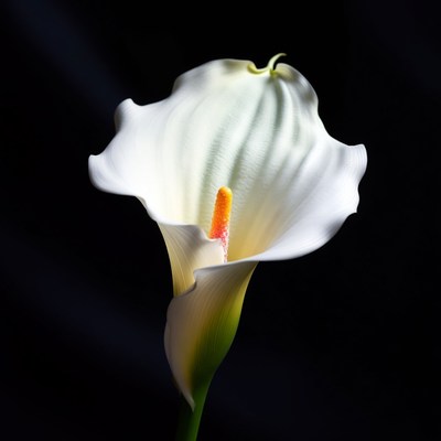 White Calla Lily on Black Background