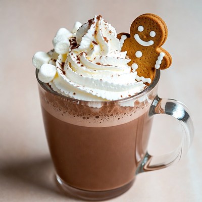 Hot chocolate with gingerbread man