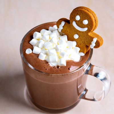 Hot Chocolate with Gingerbread Man Marshmallows
