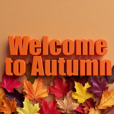 Welcome to Autumn Text with Leaves