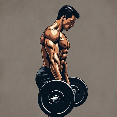 Muscular man deadlifting barbell