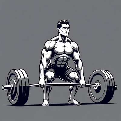 Muscular man lifting barbell
