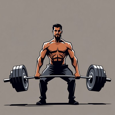 Muscular man deadlifting barbell