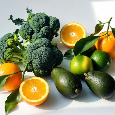 Fresh Broccoli Oranges Avocados Limes