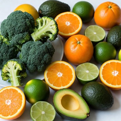 Fresh Broccoli Oranges Avocados Limes