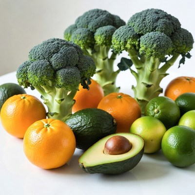 Fresh Broccoli Oranges Avocados Limes