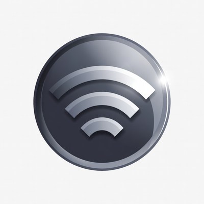 Shiny Silver WiFi Signal Icon